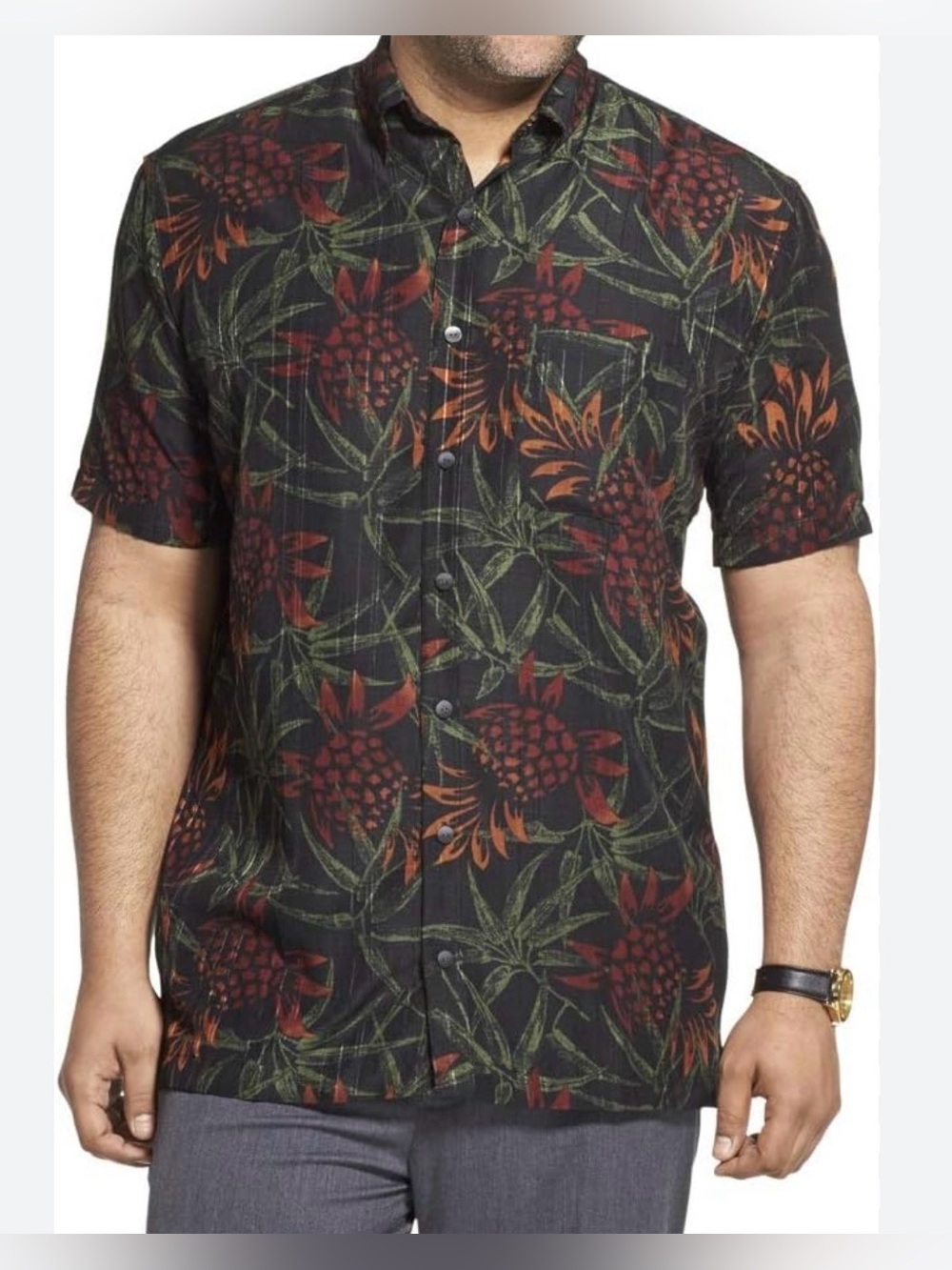 VAN HEUSEN Men’s XXL Air Tropical Short Sleeve Button-Down Shirt